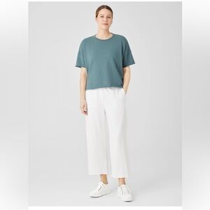 EILEEN FISHER Lightweight Organic Cotton Terry Straight Pant in Color White
